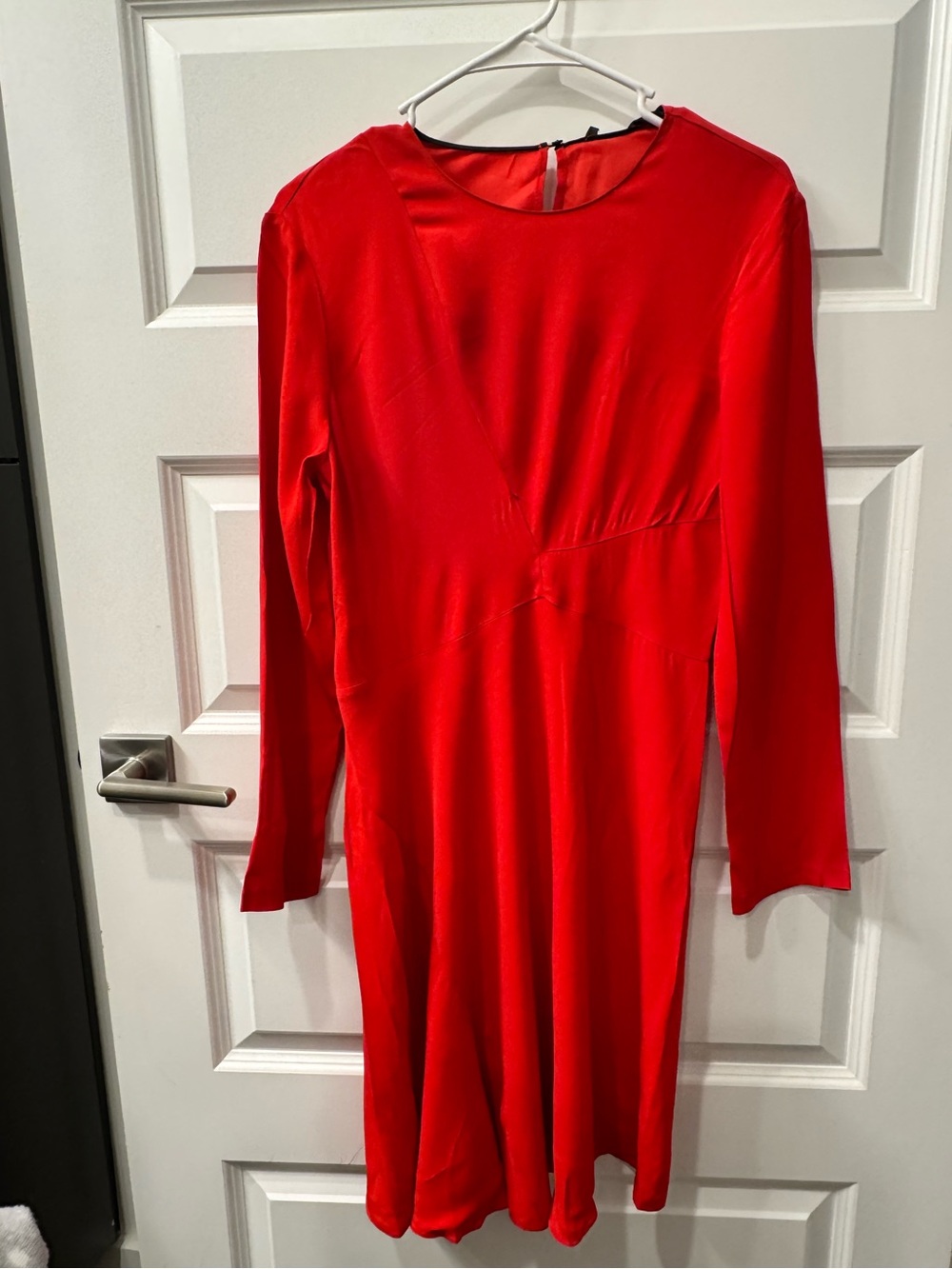 Zara Red Long-Sleeve Midi Dress